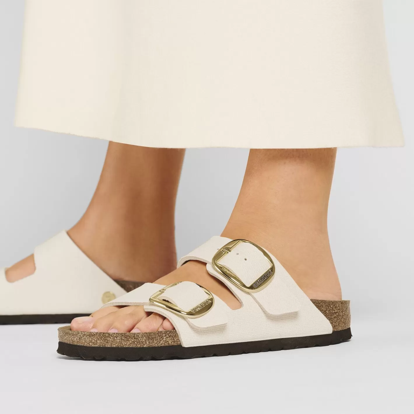 Cheap Birkenstock Arizona Big Buckle Rivet Logo Canvas Eggshell