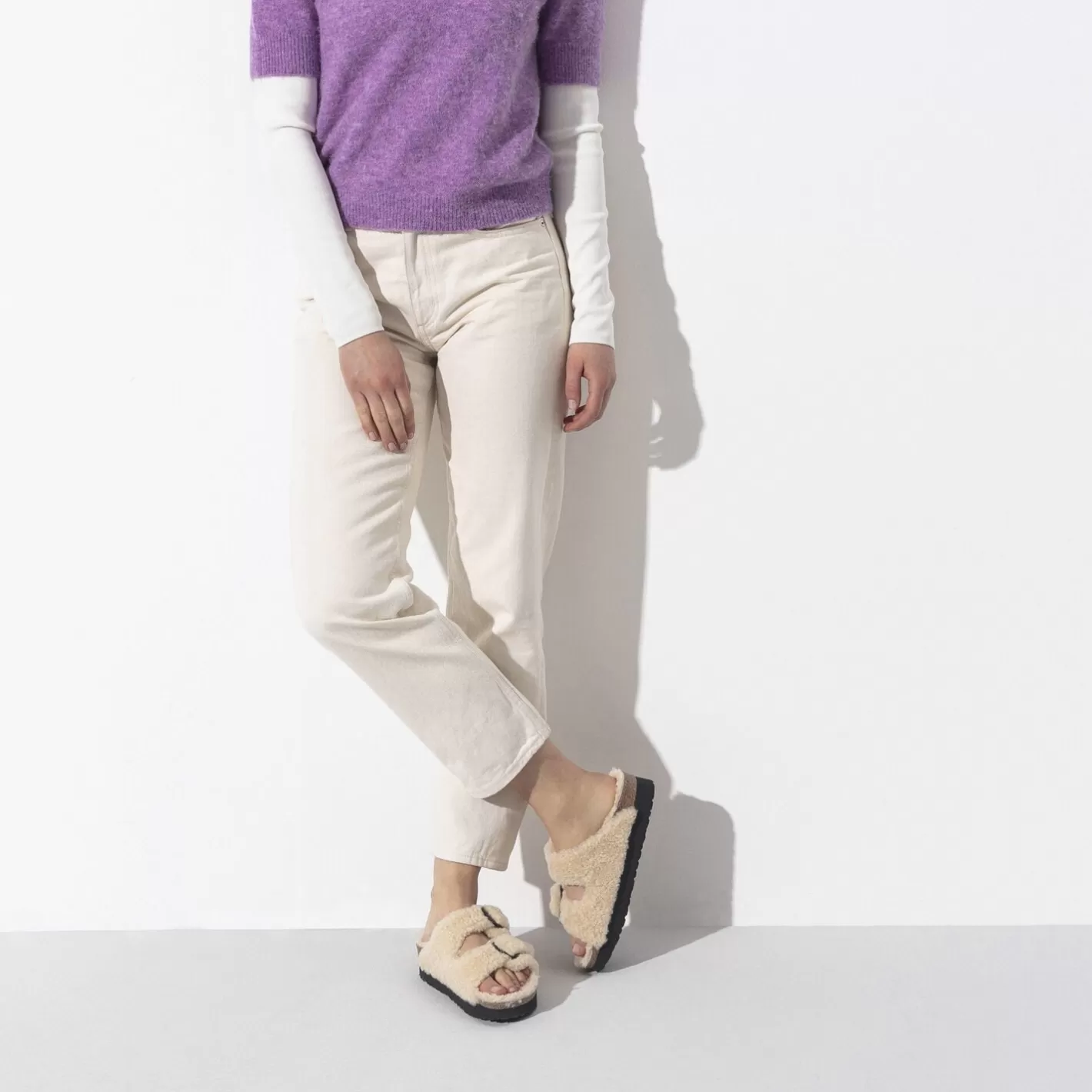 Outlet Birkenstock Arizona Big Buckle Shearling Teddy Eggshell