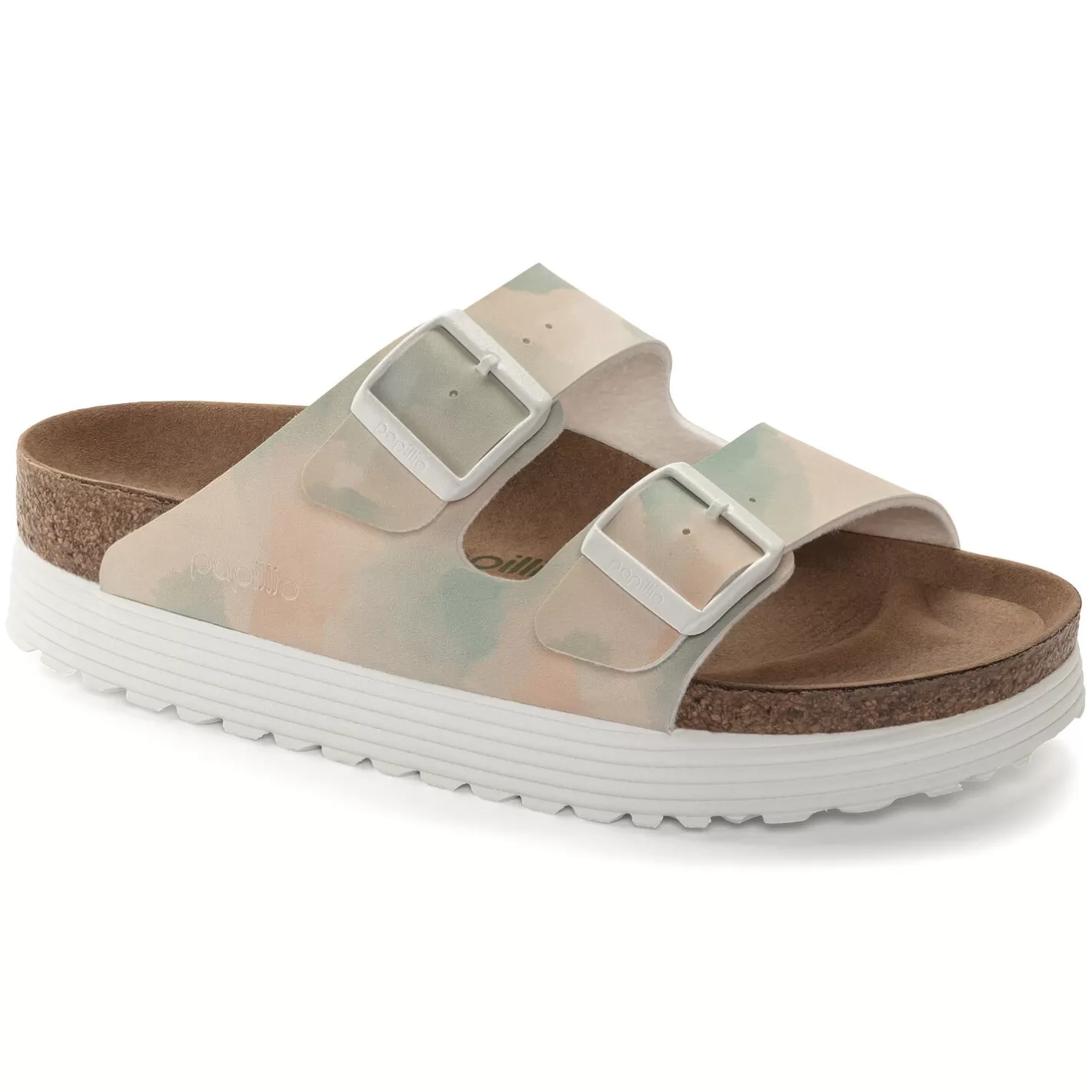 Shop Birkenstock Arizona Platform Vegan Watercolor Pink/Blue