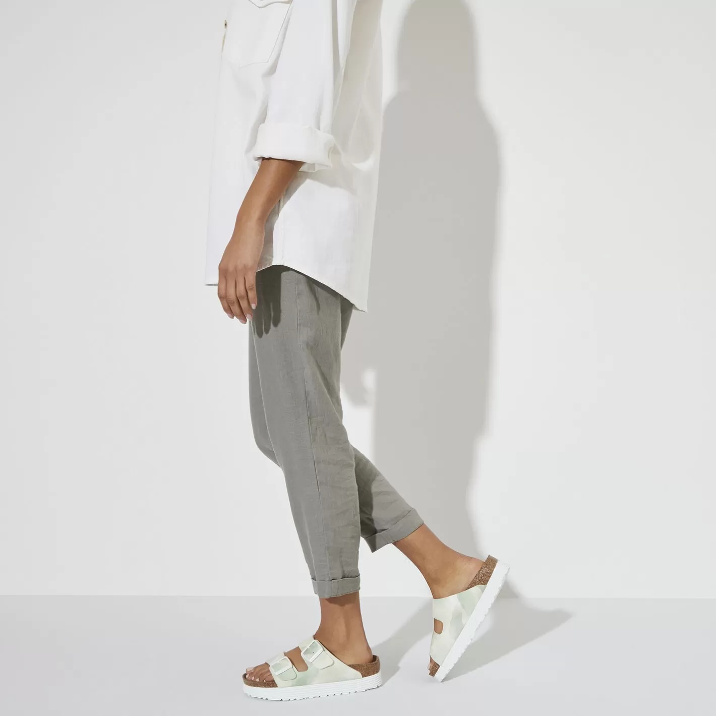Cheap Birkenstock Arizona Platform Vegan Watercolor Khaki