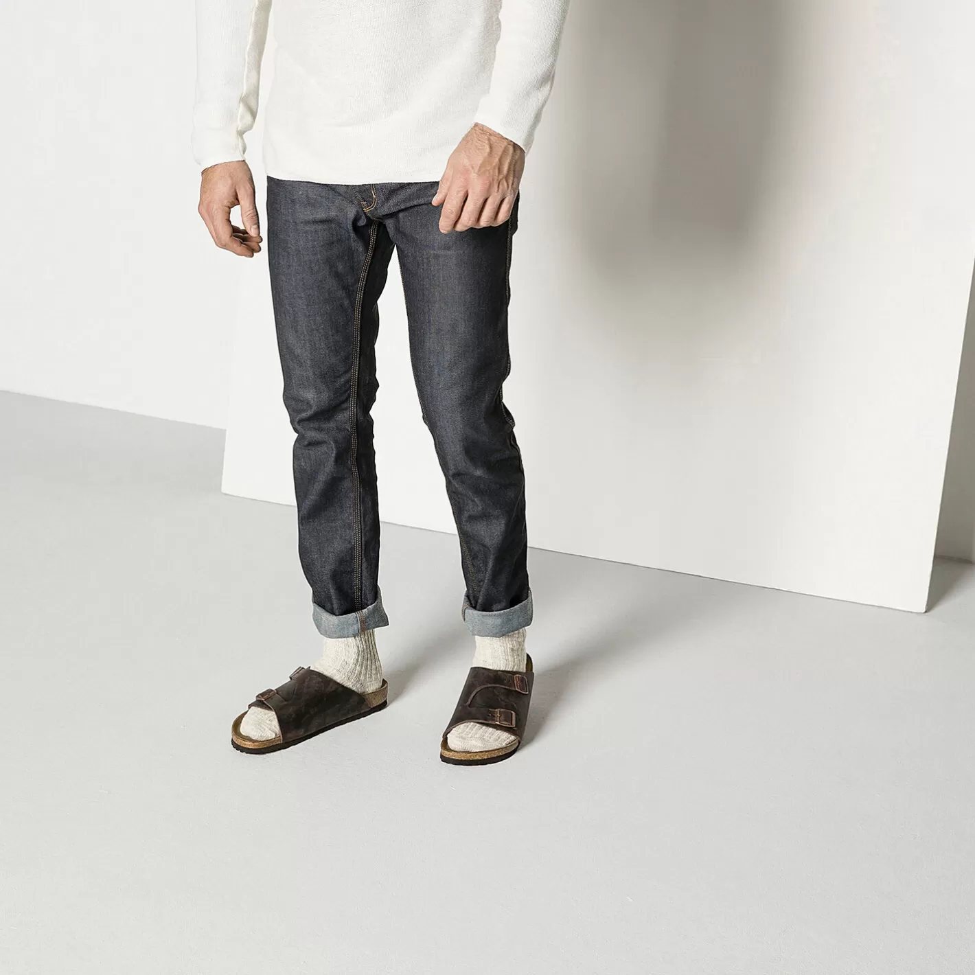 Clearance Birkenstock Cotton Slub Men Beige/White