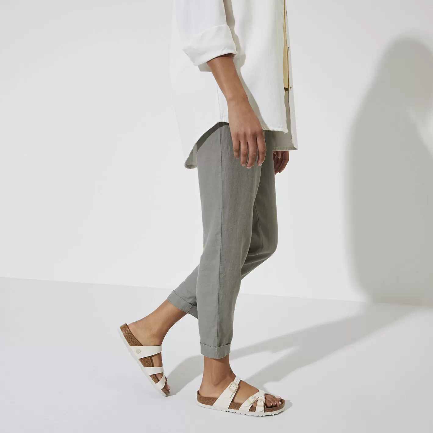 Shop Birkenstock Franca Vegan Canvas Eggshell
