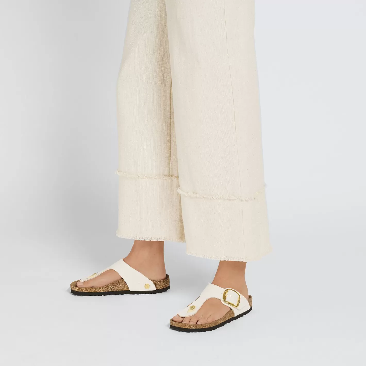 Hot Birkenstock Gizeh Big Buckle Rivet Logo Canvas Eggshell