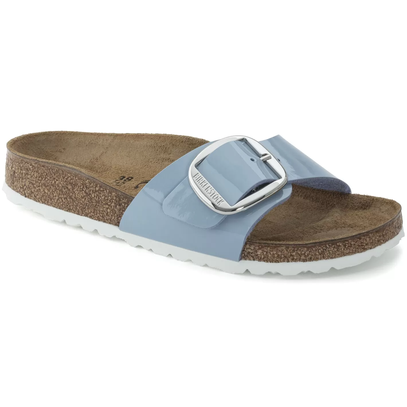 Cheap Birkenstock Madrid Big Buckle Patent Dove Blue