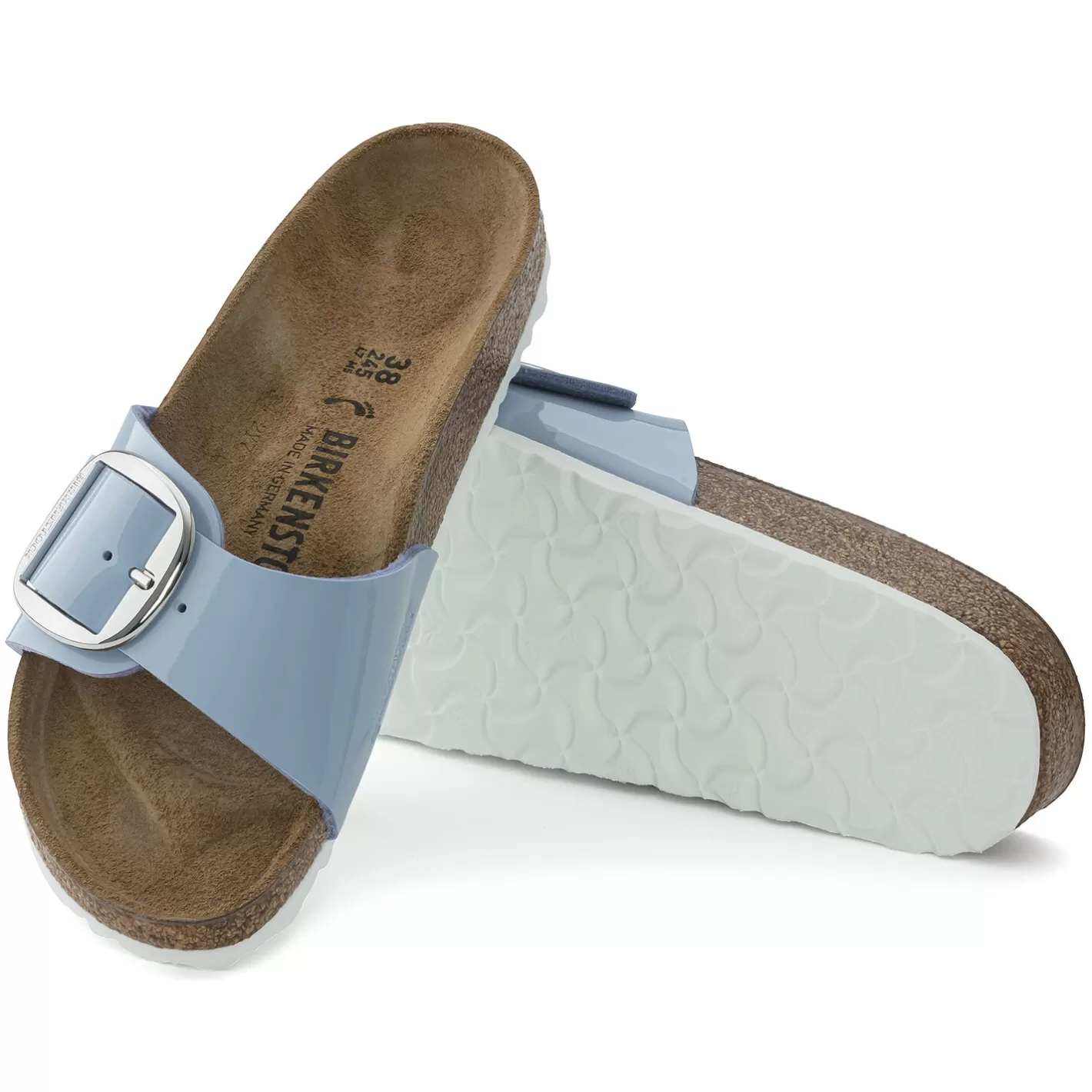 Cheap Birkenstock Madrid Big Buckle Patent Dove Blue