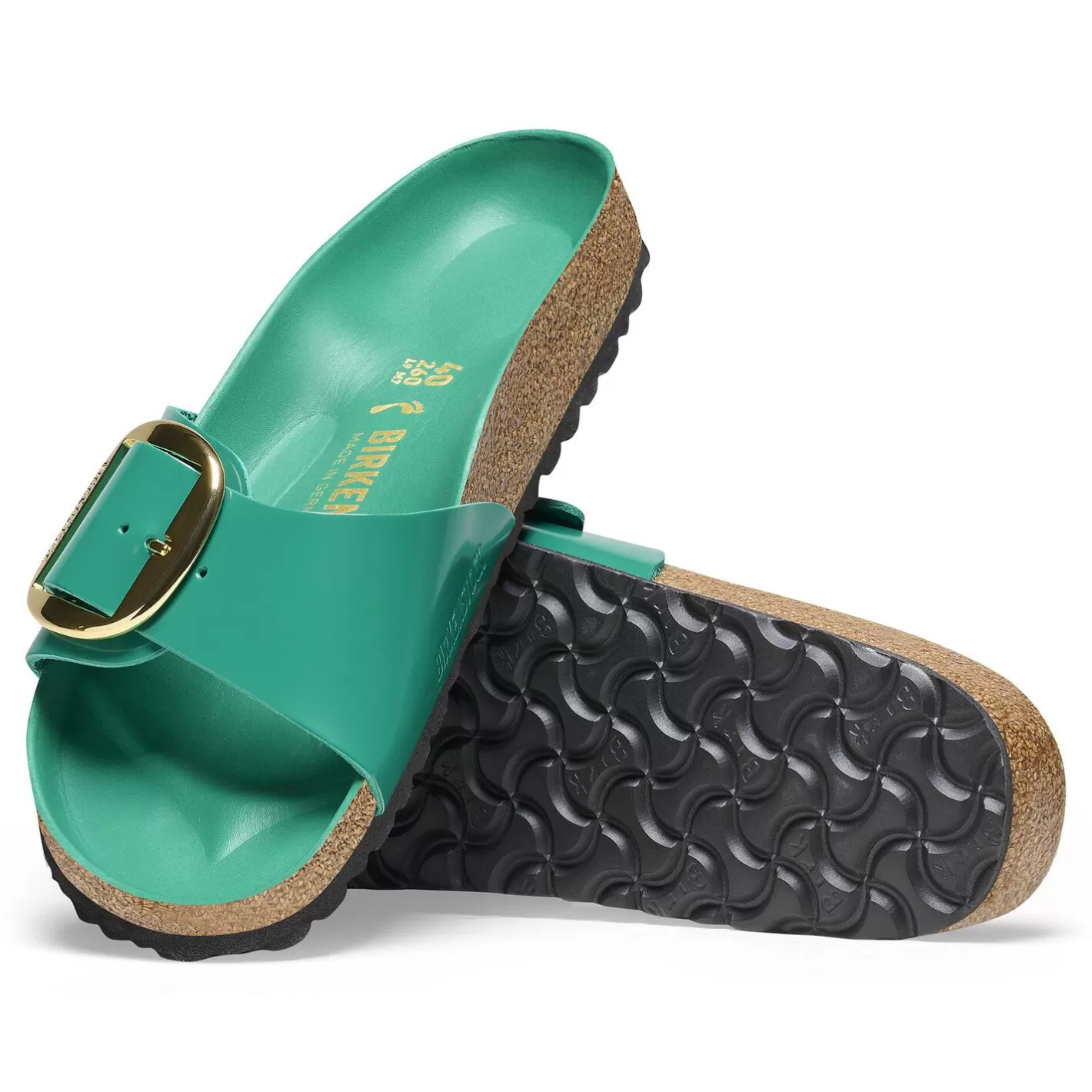 Cheap Birkenstock Madrid Big Buckle High-Shine Digital Green