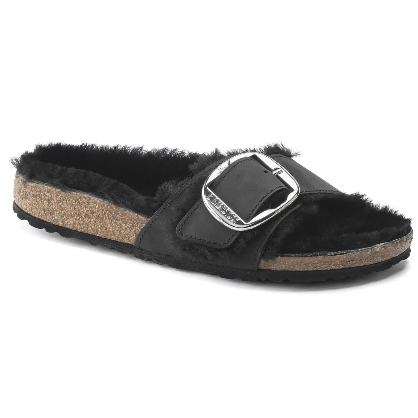 Sale Birkenstock Madrid Big Buckle Shearling Black