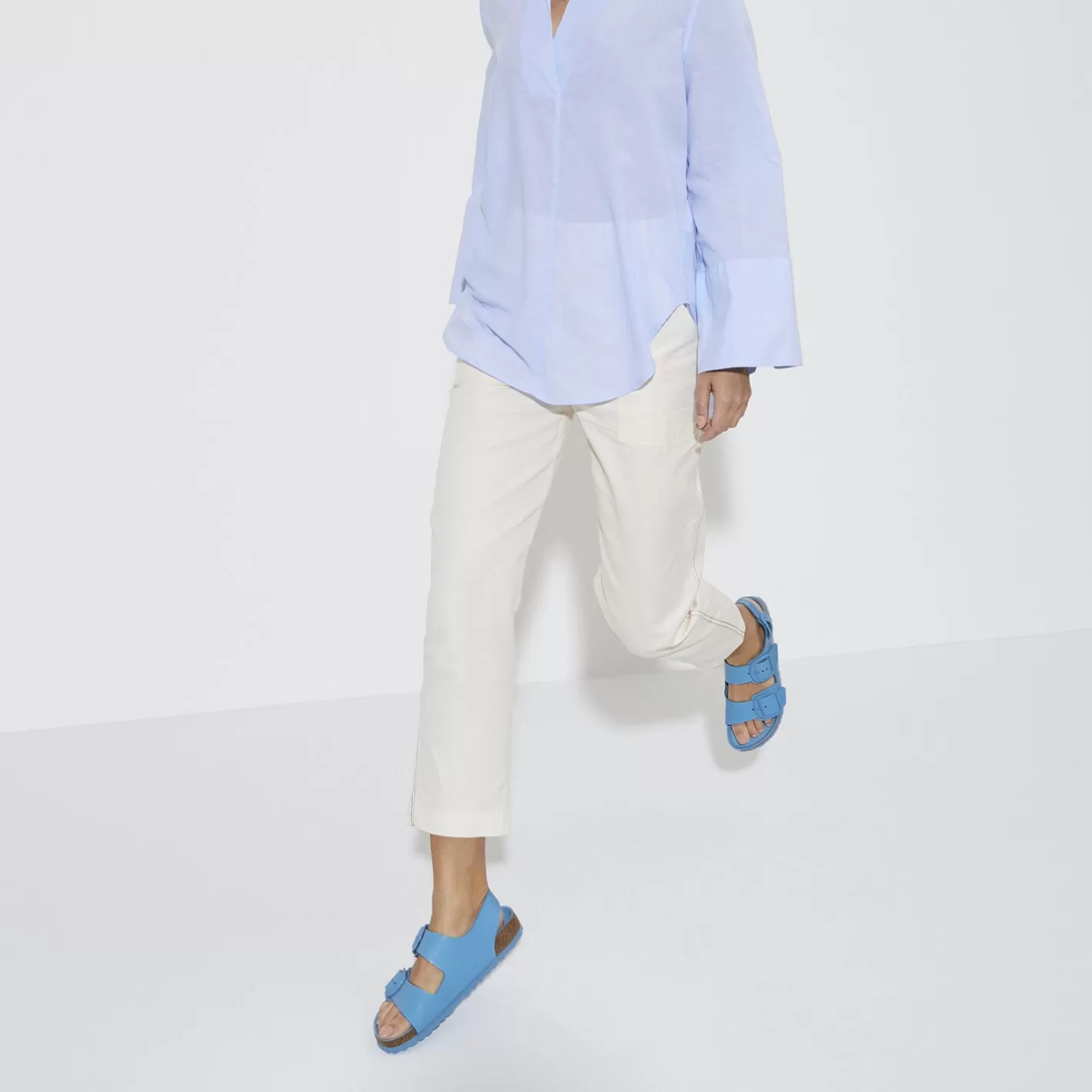 Clearance Birkenstock Milano Big Buckle High Shine Sky Blue
