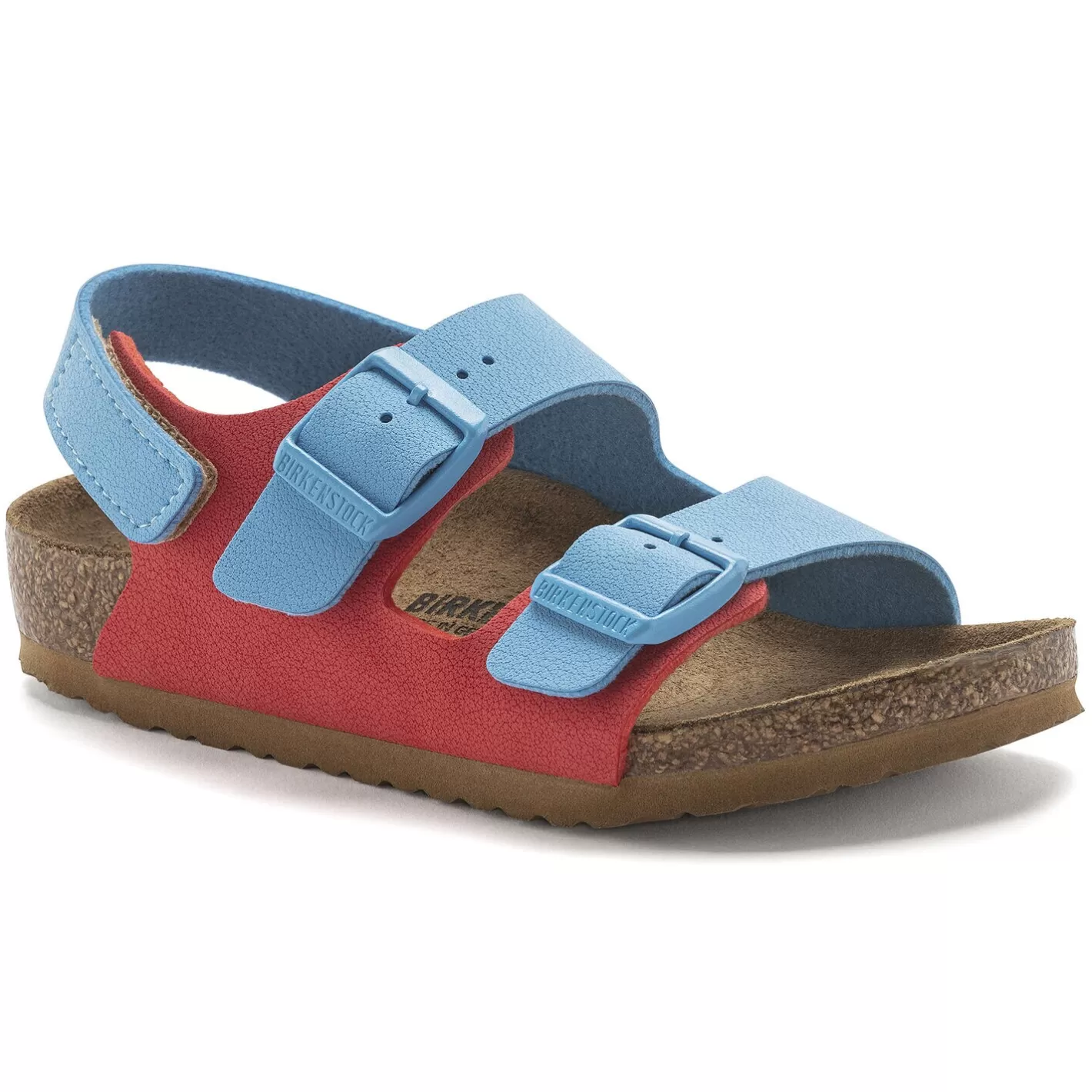 Shop Birkenstock Milano Hl Kids Sky Blue/Active Red