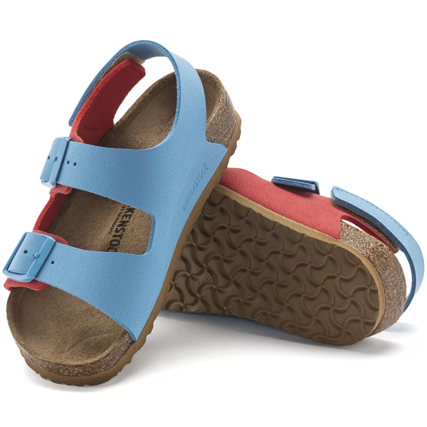 Shop Birkenstock Milano Hl Kids Sky Blue/Active Red