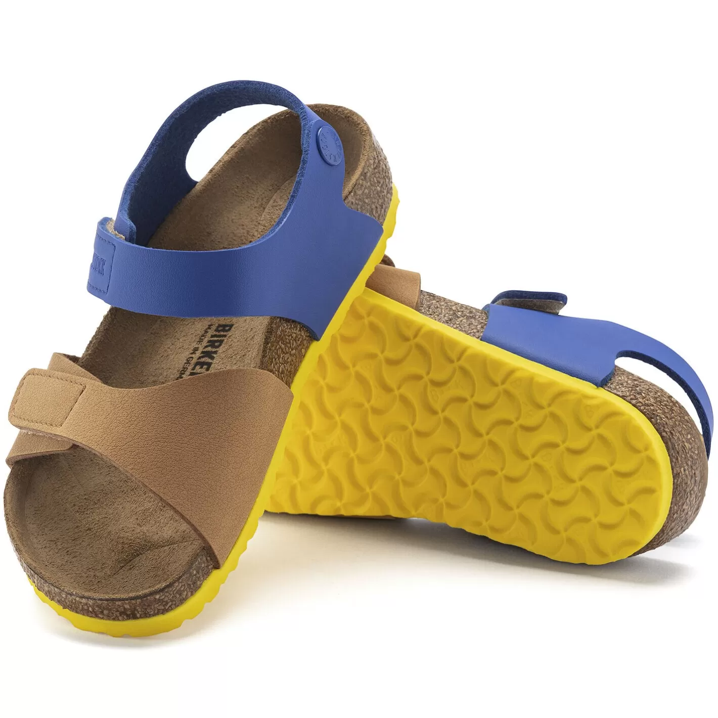 Cheap Birkenstock Palu Kids Logo Bs Caramel/Ultra Blue